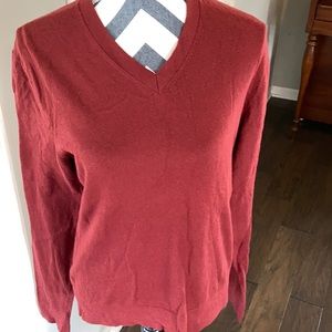 Theory burgundy cotton/cashmere sweater